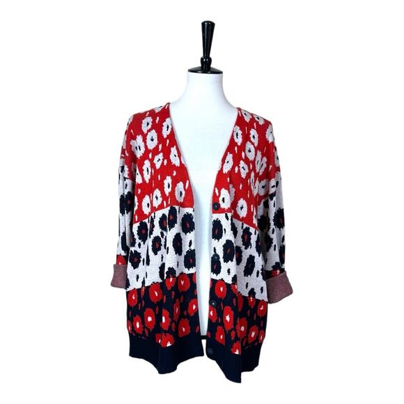 Cabi V-neck Cardigan Sweater Style #6163 Upbeat Navy Red Women’s Size Small - Picture 2 of 13